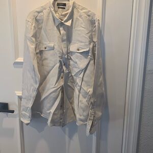 Khaki linen button up